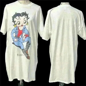Vintage 1997 Betty Boop American Rebel S/S Pre Shrunk Long T-Shirt Womens OS Fit